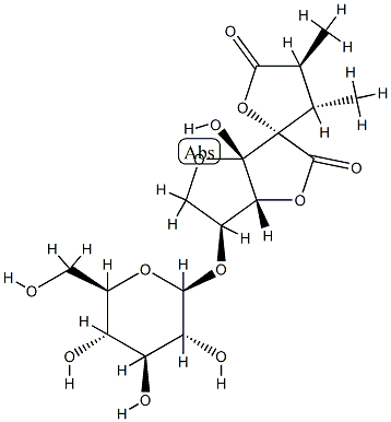 (2S,3S,4S,6'aα)-6'α-(β-D-Glucopyranosyloxy)-3,4,3'a,5',6',6'a-hexahydro-3'aα-hydroxy-3,4-dimethylspiro[furan-2(5H),3'(2'H)-furo[3,2-b]furan]-2',5-dione Structure