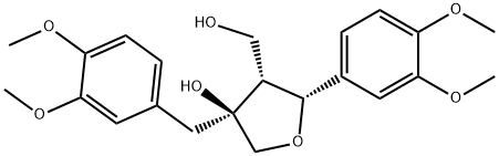 (2R)-2β-(3,4-ジメトキシフェニル)-4-[(3,4-ジメトキシフェニル)メチル]テトラヒドロ-4α-ヒドロキシフラン-3β-メタノール 化学構造式