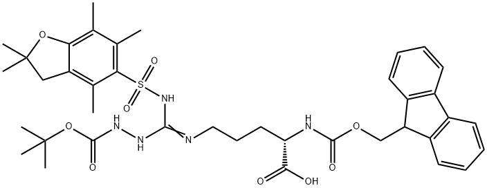 (S)-FMOC-2-氨基-5-[(N'-PBF-N''-BOC-氨基)-胍基]-戊酸 结构式