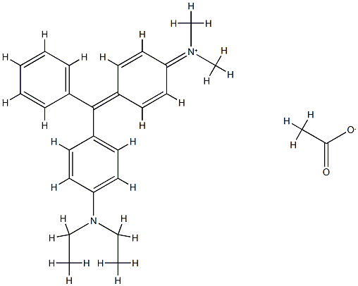 Ethanaminium, N-4-4-(dimethylamino)phenylphenylmethylene-2,5-cyclohexadien-1-ylidene-N-ethyl-, acetate Structure