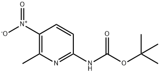 6-Methyl-5-nitro-pyridin-2-yl)-carbamic acid tert-butyl ester 化学構造式