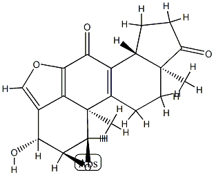 (-)-1α,2α-Epoxy-3β-hydroxyandrosta-5-eno[6,5,4-bc]furan-8-ene-7,17-dione Structure