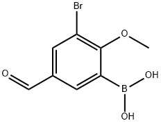 3-ブロモ-5-ホルミル-2-メトキシフェニルボロン酸 化学構造式