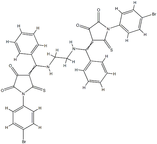 (4E)-1-(4-bromophenyl)-4-[[2-[[(E)-[1-(4-bromophenyl)-4,5-dioxo-2-sulf anylidene-pyrrolidin-3-ylidene]-phenyl-methyl]amino]ethylamino]-phenyl -methylidene]-5-sulfanylidene-pyrrolidine-2,3-dione 结构式