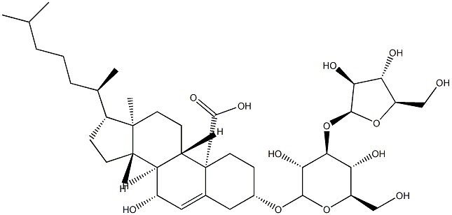 3β-[(3-O-β-D-Arabinofuranosyl-β-D-glucopyranosyl)oxy]-7β-hydroxycholest-5-en-19-oic acid Structure