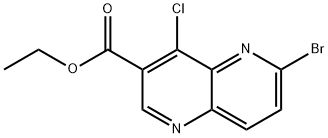 6-溴-4-氯-1,5-萘啶-3-甲酸乙酯,1083181-13-8,结构式