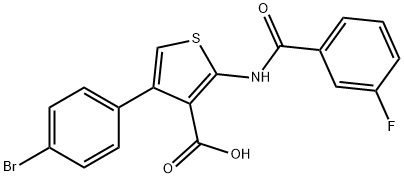 4-(4-Bromo-phenyl)-2-(3-fluoro-benzoylamino)-thiophene-3-carboxylic acid Struktur