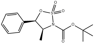 (4S,5R)-4-Methyl-5-phenyl-1,2,3-oxathiazolidine-2,2-dioxide-3-carboxylic acid t-butyl ester, min. 97% 化学構造式