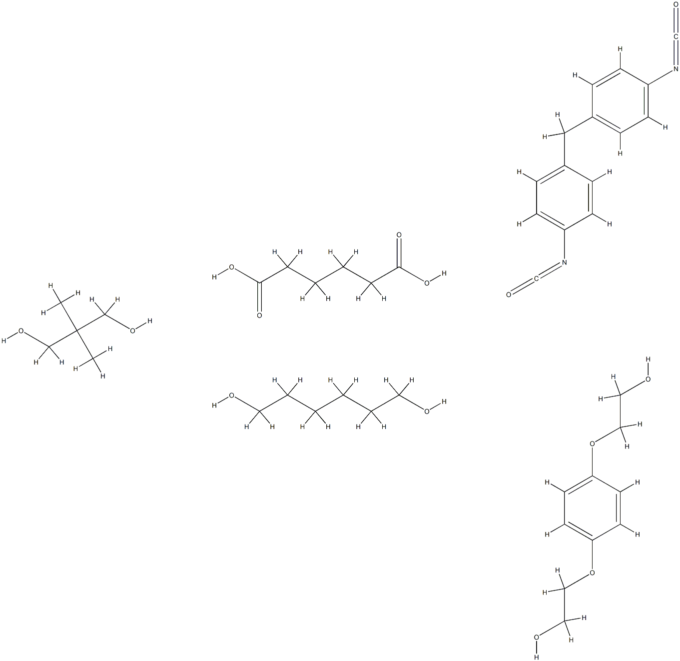 Hexanedioic acid, polymer with 2,2-dimethyl-1,3-propanediol, 1,6-hexanediol, 1,1-methylenebis4-isocyanatobenzene and 2,2-1,4-phenylenebis(oxy)bisethanol Structure