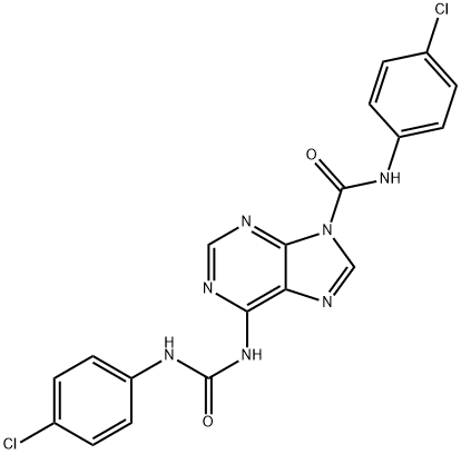 N-(4-Chlorophenyl)-6-[[[(4-chlorophenyl)amino]carbonyl]amino]-H-purine-9-carboxamide 结构式