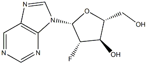 9-(2'-デオキシ-2'-フルオロ-Β-D-アラビノフラノシル)-9H-プリン 化学構造式