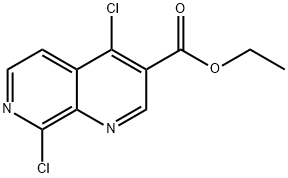 乙基 4,8-二氯-1,7-萘啶-3-甲酸基酯, 1093114-45-4, 结构式
