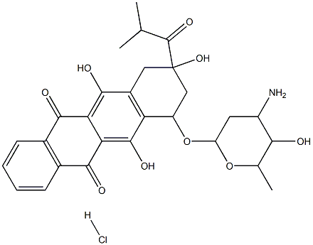 4-O-daunosaminyl-2,4,5,12-tetrahydroxy-2-(2-methylpropanoyl)-1,2,3,4-tetrahydro-6,11-naphthacenedione Structure
