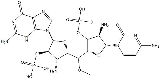5'-phosphoryl-(3'-amino-3'-deoxycytidylyl)-(3'-5')-3'-amino-3'-deoxyguanosine Struktur