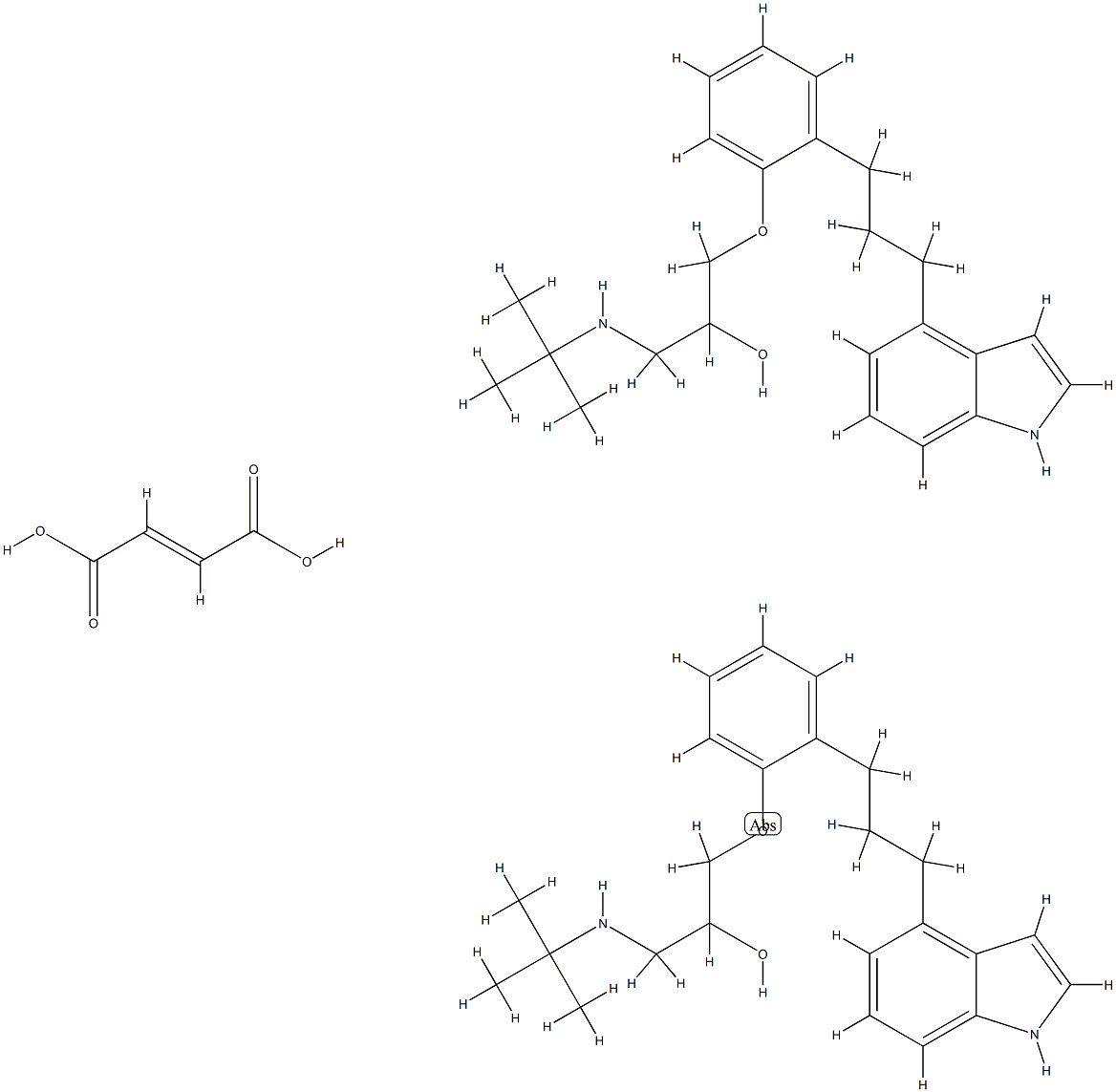 but-2-enedioic acid, 1-[2-[3-(1H-indol-4-yl)propyl]phenoxy]-3-(tert-bu tylamino)propan-2-ol Structure