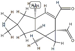 rel-(1aα*)-3a,4,5,6,6aα*,6b-ヘキサヒドロ-3aα*-ヒドロキシ-5,5,6bα*-トリメチルシクロプロパ[e]インデン-1a,2(1H)-ジカルボアルデヒド 化学構造式