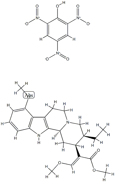 (16E,20β)-16,17-ジデヒドロ-9,17-ジメトキシコリナン-16-カルボン酸メチル・2,4,6-トリニトロフェノール 化学構造式
