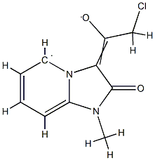 3-(Chloroacetyl)-1-methyl-2-oxylatoimidazo[1,2-a]pyridin-1-ium 结构式