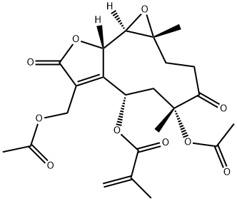 2-Methylpropenoic acid (1aR,5R,7S,10aS,10bR)-5-acetoxy-8-acetoxymethyl-1a,2,3,4,5,6,7,9,10a,10b-decahydro-1a,5-dimethyl-4,9-dioxooxireno[9,10]cyclodeca[1,2-b]furan-7-yl ester Structure