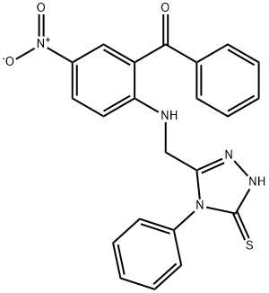 [5-nitro-2-[(4-phenyl-5-sulfanylidene-1H-1,2,4-triazol-3-yl)methylamin o]phenyl]-phenyl-methanone 结构式