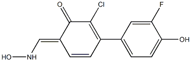 2-Chloro-3'-fluoro-3,4'-dihydroxy-[1,1-biphenyl]-4-carboxaldehydeoxime Struktur