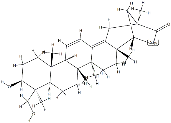 Oleana-11,13(18)-dien-29-oic acid, 3,22,23-trihydroxy-, gamma-lactone,  (3beta,4beta,20beta,22beta)- Structure