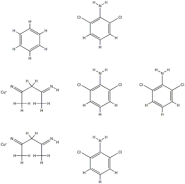 μ-Benzenebis[N,N'-(1,3-dimethyl-1,3-propanediylidene)bis(2,6-dichlorobenzenaminato)]dicopper(I),benzeneadduct Struktur