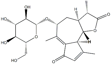 (3S)-5β-(β-D-Glucopyranosyloxy)-3,3aβ,4,5,9aβ,9bα-hexahydro-3β,6,9-trimethylazuleno[4,5-b]furan-2,7-dione Structure