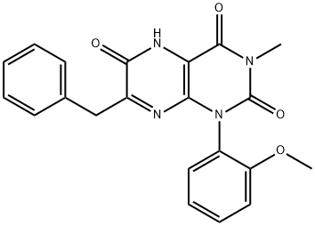 Lumazine,  7-benzyl-6-hydroxy-1-(o-methoxyphenyl)-3-methyl-  (6CI) 结构式
