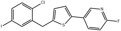 2-(2-Chloro-5-iodine benzyl)-5-(3-(6-fluoro-pyridyl)) thiophene Struktur