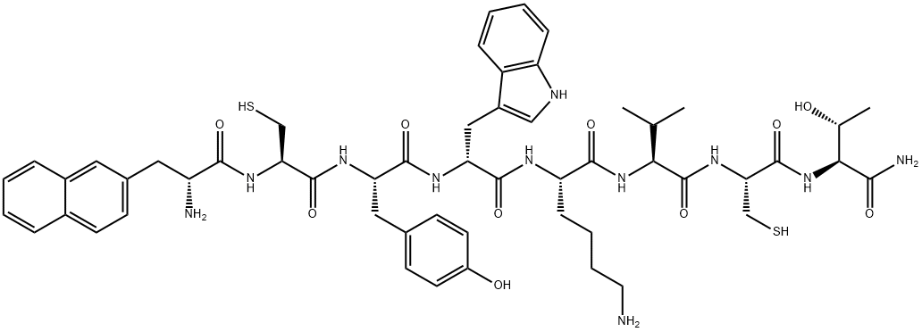 113294-82-9 (S)-6-氨基-2-((R)-2-((S)-2-((R)-2-((R)-2-氨基-3-(萘-2-基)丙酰氨基)-3-巯基丙酰氨基)-3-(4-羟基苯基)丙酰氨基)-3-(1H-吲哚-3-基)丙酰氨基)-N-((S)-1-(((R)-1-(((2S,3R)-1-氨基-3-羟基-1-氧亚基丁烷-2-基)氨基)-3-巯基-1-氧亚基丙烷-2-基)氨基)-3-甲基-1-氧亚基丁烷-2-基)己酰胺