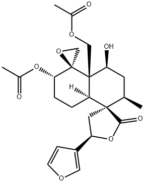 (2'R,3R,5S,5'R)-6'β-Acetoxy-4'aα-acetoxymethyl-5-(3-furanyl)-4'β-hydroxy-2'α-methyl-4,5-dihydrodispiro[furan-3(2H),1'-decalin-5',2''-oxiran]-2-one Structure