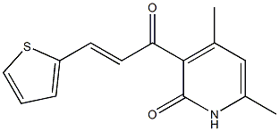 4,6-dimethyl-3-[3-(2-thienyl)acryloyl]-2(1H)-pyridinone 化学構造式