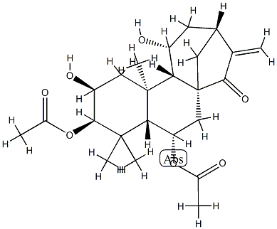 Kaur-16-en-15-one,3,6-bis(acetyloxy)-2,11-dihydroxy-, (2b,3b,6a,11a)- (9CI) 化学構造式