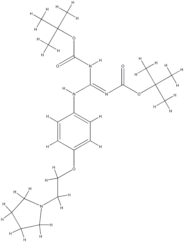 叔丁基(NZ)-N-[[(2-甲基丙烷-2-基)氧羰基氨基]-[4-(2-吡咯烷-1-基乙氧基)苯胺基]亚甲基]氨基甲酸酯, 1143571-96-3, 结构式