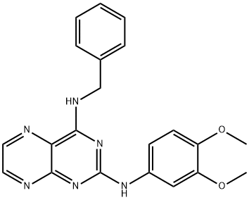 N~4~-benzyl-N~2~-(3,4-dimethoxyphenyl)pteridine-2,4-diamine 结构式