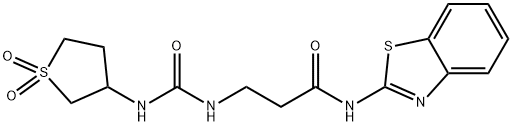 (E)-N-1,3-benzothiazol-2(3H)-ylidene-N~3~-[(1,1-dioxidotetrahydrothiophen-3-yl)carbamoyl]-beta-alaninamide Structure