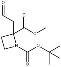 1-tert-butyl 2-Methyl 2-(2-oxoethyl)azetidine-1,2-dicarboxylate 化学構造式