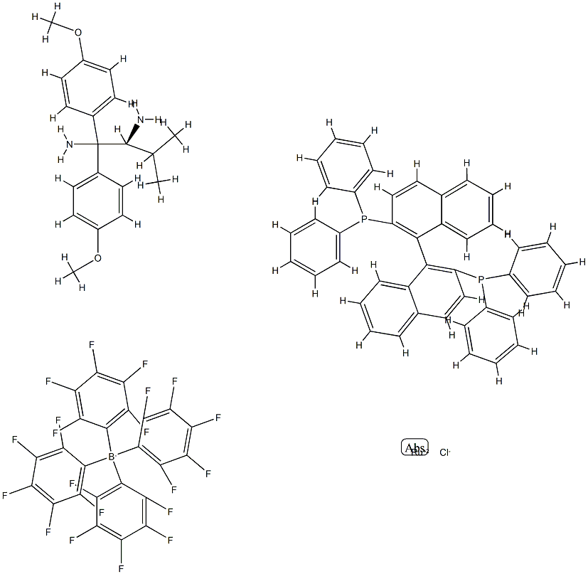 氯[(S)-(-)-2,2'-双[二苯基膦基]-1,1'-联萘][(S)-1,1-双(4-甲氧基苯基)-3-甲基丁烷-1,2-二胺]钌(II)四(五氟苯基)硼酸盐,MIN.97%,1150112-87-0,结构式