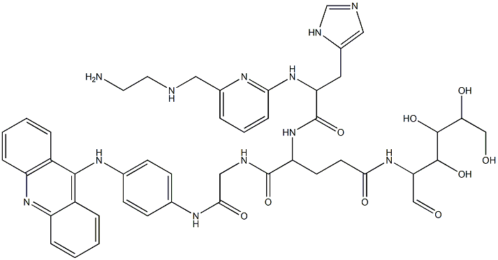 (((amino-2-ethyl)-2-aminomethyl)-2-pyridine-6-carboxylhistidyl-gamma-(2-amino-2-deoxyglucosyl)glutamylglycylamino)-4-phenyl-1-aminoacridine 结构式
