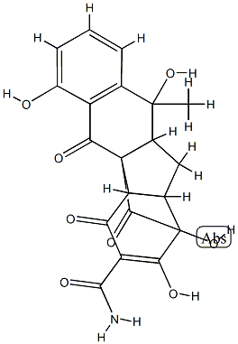 1,2,3,4,9,9a-Hexahydro-5,9,11,14-tetrahydroxy-9-methyl-4,10,12-trioxo-3,2,3a-[1]pentene[1,4,5]triyl-3aH-benz[f]indene-13-carboxamide,115747-16-5,结构式