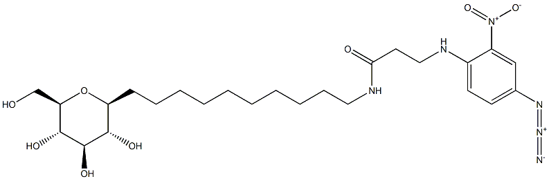 10-N-(N-(4-azido-2-nitrophenyl)-beta-alanyl)amino-1-decylglucopyranoside 化学構造式