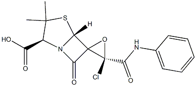 3-chloro-3',3'-dimethyl-7'-oxo-3-((phenylamino)carbonyl)spiro(oxirane-2,6'-(4)thia(1)azabicyclo(3.2.)heptane)-2'-carboxylic acid Structure