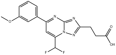 3-[7-Difluoromethyl)-5-(3-methoxyphenyl)-[1,2,4]triazolo[1,5-a]pyrimidin-2-yl]propanoic acid Structure