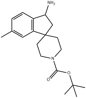 叔-丁基 3-氨基-6-甲基-2,3-二氢螺[茚并-1,4-哌啶]-1-甲酸基酯,1160247-45-9,结构式