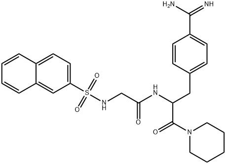 rac-1-[(R*)-N-[N-(2-Naphtylsulfonyl)glycyl]-2-[4-(aminoiminomethyl)benzyl]glycyl]piperidine Structure