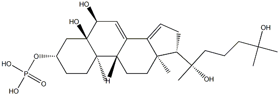 5α-コレスタ-7,14-ジエン-3β,5,6α,20,25-ペンタオール3-(二水素ホスファート) 化学構造式