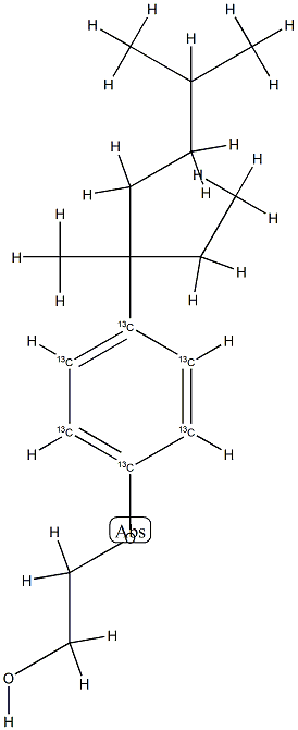 3,6,3-Nonylphenol-monoethoxylate-13C6,  363-NP1EO-13C6,  2-[4-(1-Ethyl-1,4-dimethylpentyl)phenoxy]ethanol-13C6,  2-[4-(3,6-Dimethyl-3-heptyl)phenoxy]ethanol-13C6 Struktur