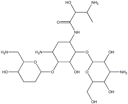 1-N-(3-amino-2-hydroxybutanoyl)-2',3'-dideoxykanamycin A Struktur