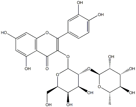 quercetin 3-O-alpha-rhamnopyranosyl-(1-2)-beta-galactopyranoside 结构式